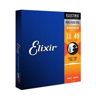 Elixir 12102 Electric Guitar Strings Nanoweb Medium 11-49