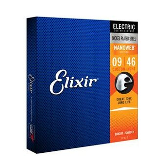 Elixir 12027 Electric Guitar Strings Nanoweb Custom Light 9-46