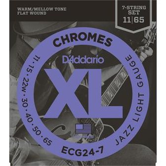 D'Addario ECG24-7 Chromes Flat Wound Jazz Light 7-String