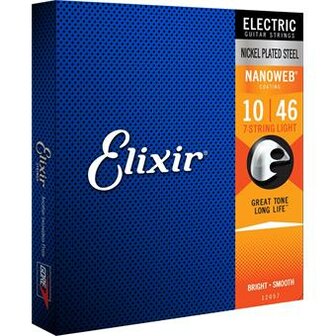 Elixir 12057 Electric 7-String Guitar Nanoweb Light 10-56