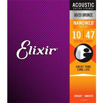 Elixir 11002 80/20 Bronze Nanoweb Extra Light 10-47