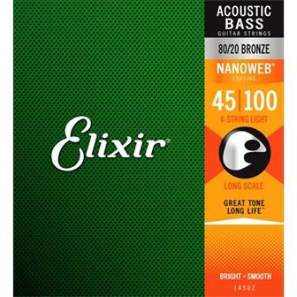 Elixir 14502 80/20 Bronze 4-String Acoustic Bass Light 45-100