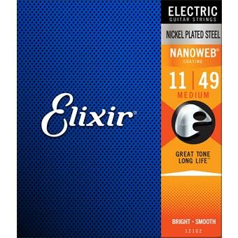 Elixir 12102 Electric Guitar Strings Nanoweb Medium 11-49
