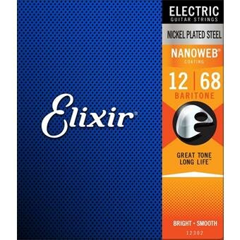 Elixir 12302 Electric Guitar Strings Nanoweb Baritone 12-68