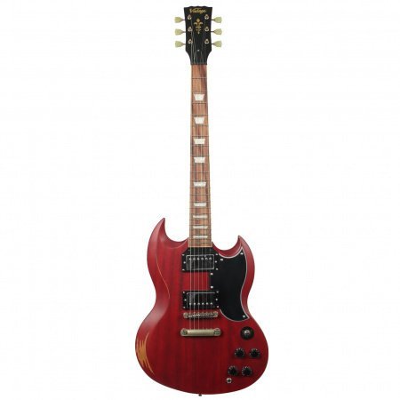 Vintage Icon VS6MRCR Distressed Cherry Red elektrische gitaar