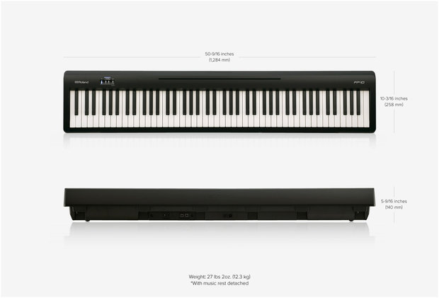 Roland FP-10 digitale piano afmetingen