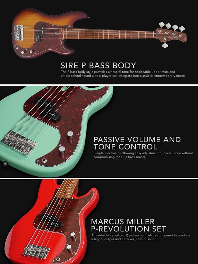P5 A5/DRD P Series Marcus Miller basgitaar — Sire