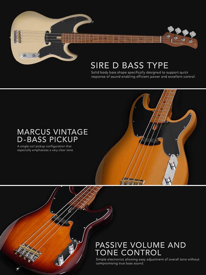 D5 A4/BB D Series Marcus Miller basgitaar — Sire