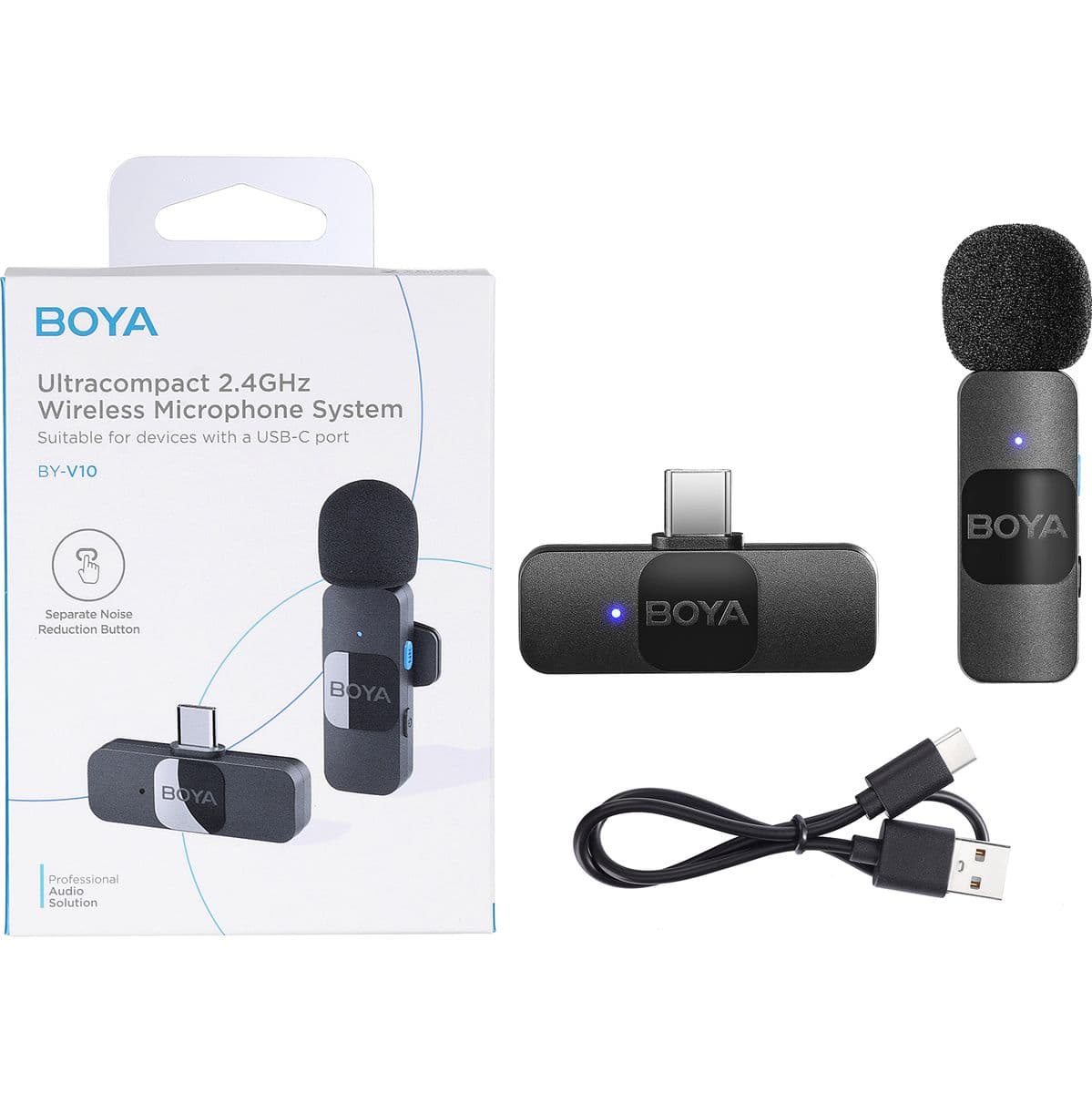 BY-V10 V2.0 Wireless Microphone For USB-C 1X Transmitter + 1X Receiver — Boya