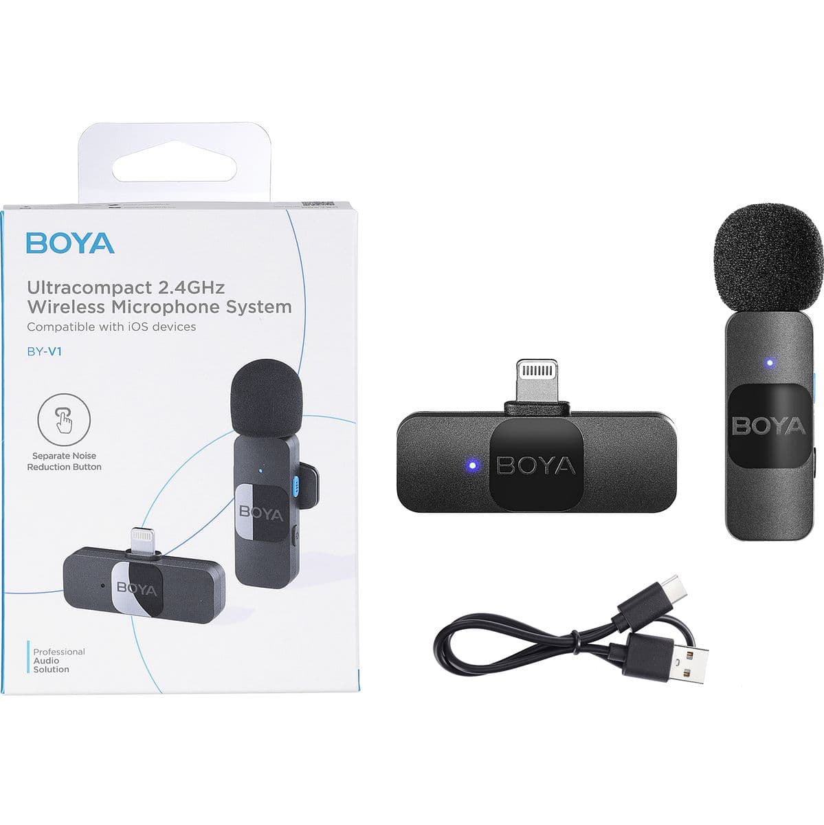 BY-V1 V2.0 Wireless Microphone For Lightning 1X Transmitter + 1X Receiver — Boya