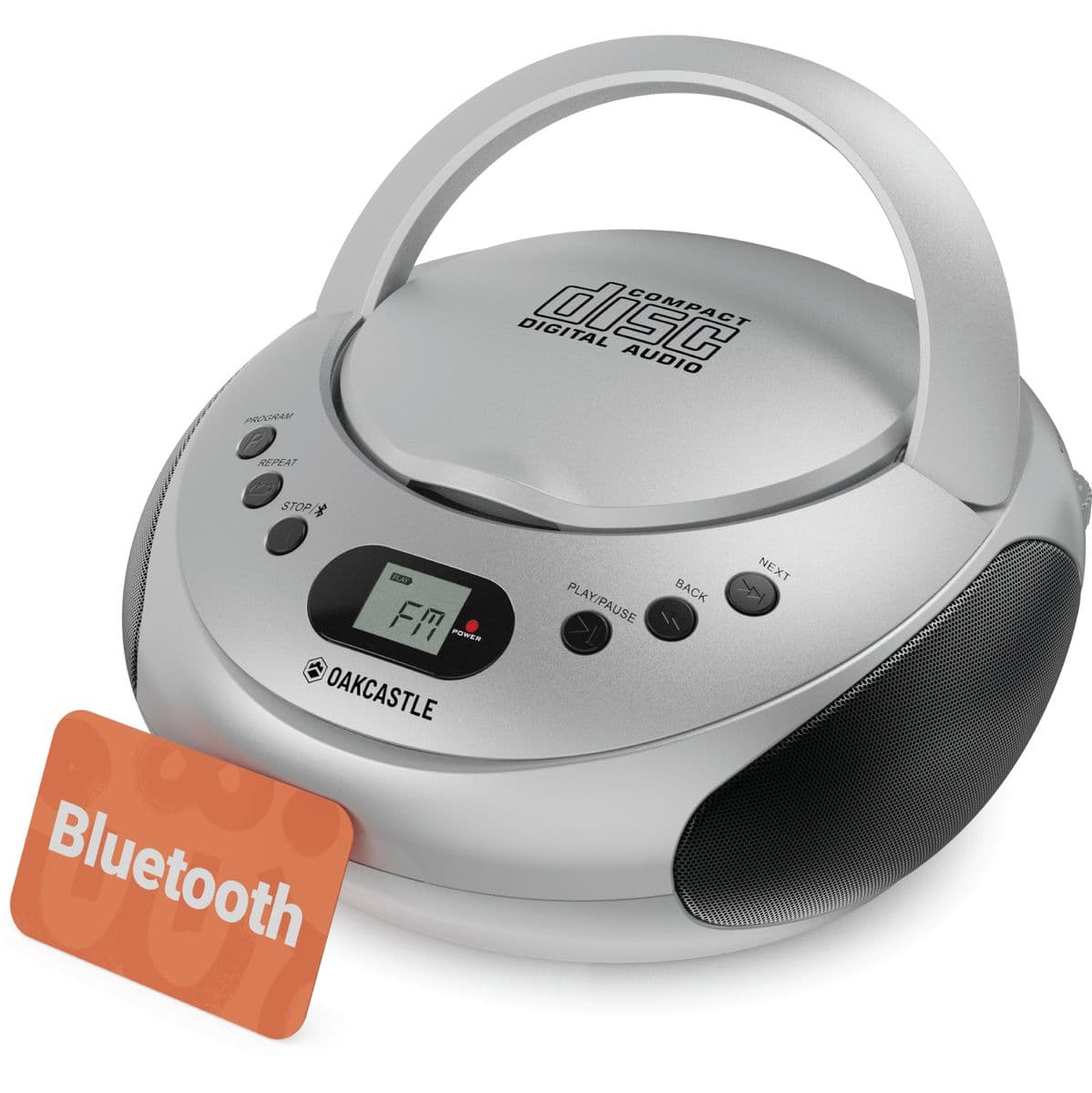 CD250 Portable Bluetooth CD Boombox - Silver — Oakcastle