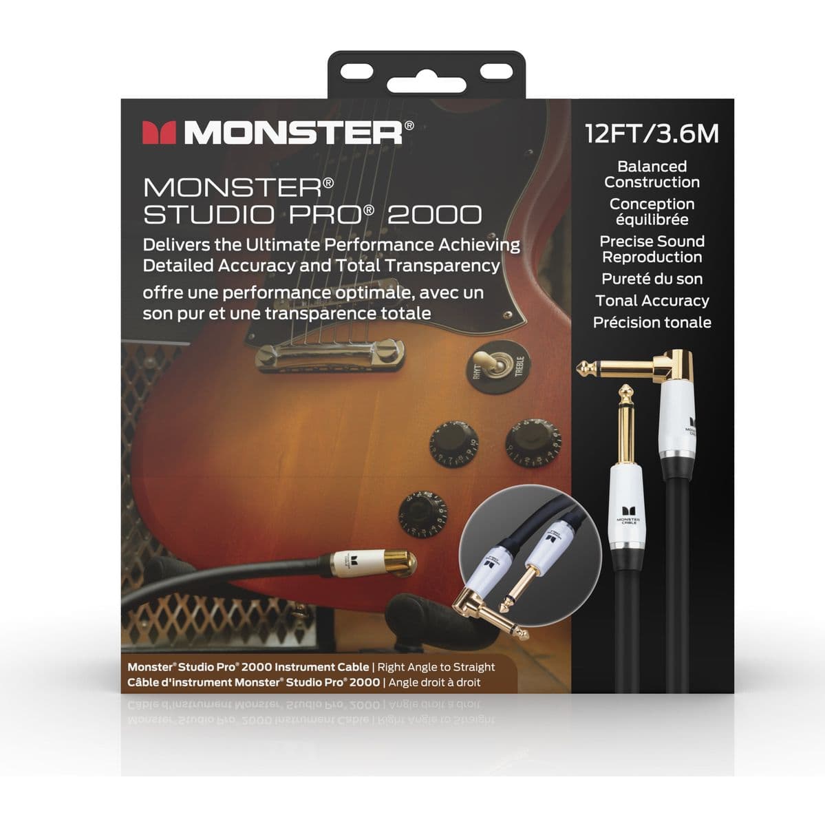 Studio Pro 2000 Instrument 12 FT/3.6M Right Angle To Straight - M — Monster Cable