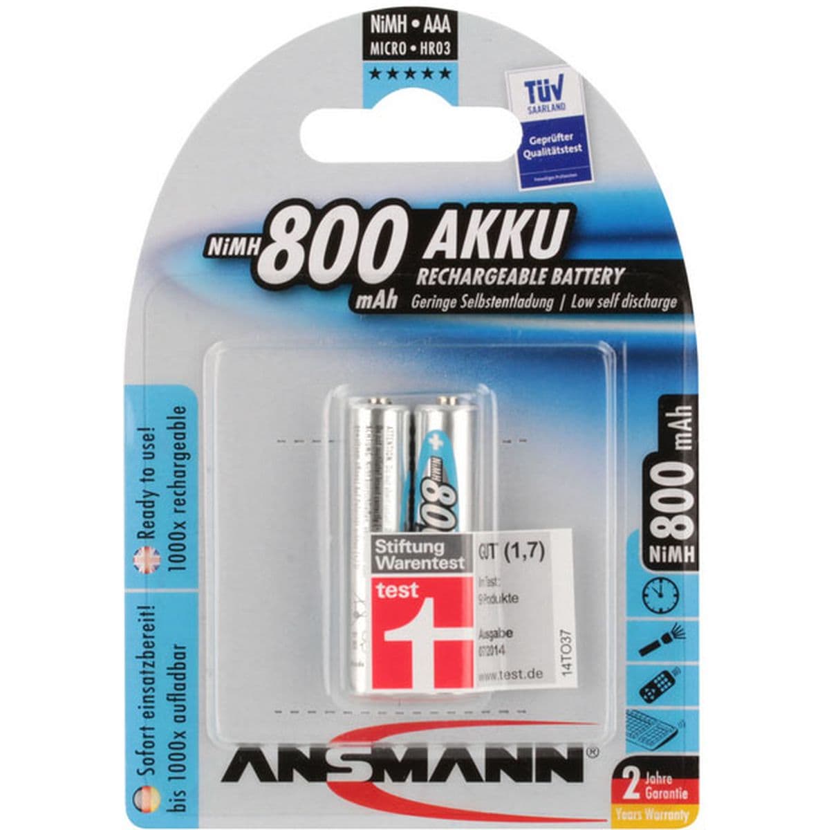 Premium AAA 800 mAh 2-Pcs Blister — Ansmann