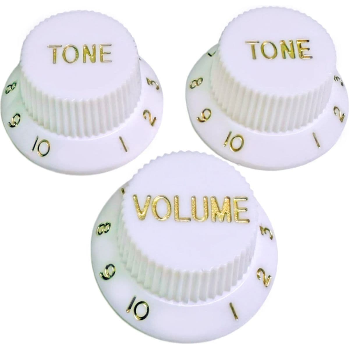 Al Strat Knob (3) White w/ Gold Front — AxLabs