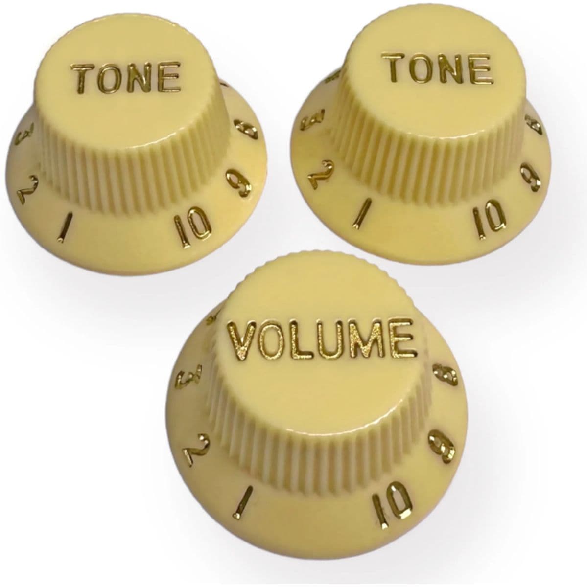Al Strat Knob (3) Aged White / Cream w/ Gold Front — AxLabs
