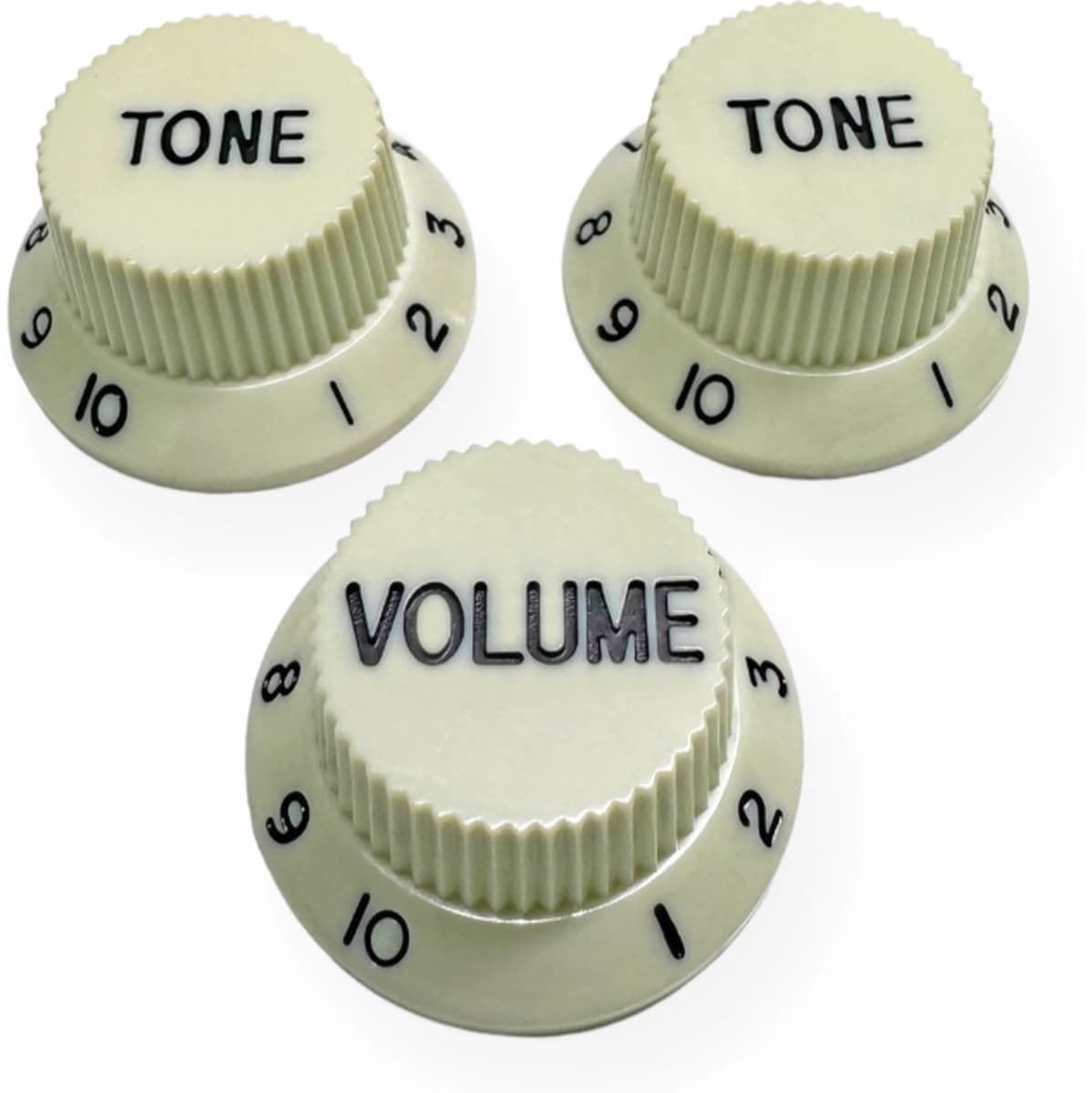 Al Strat Knob (3) Vintage White w/ Black Front — AxLabs