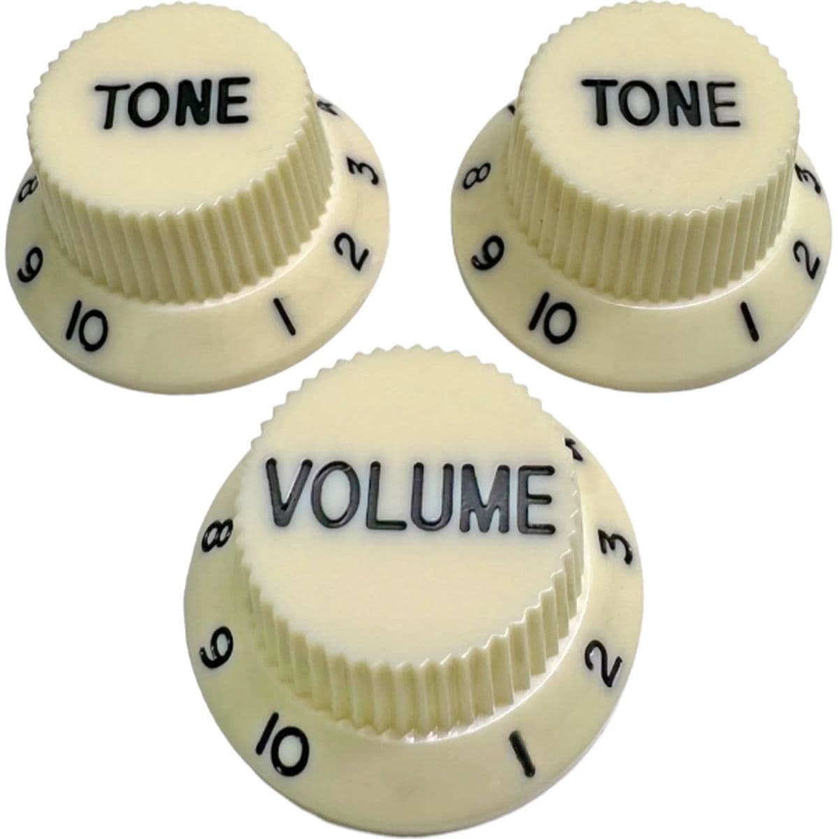 Al Strat Knob (3) Parchment  w/ Black Front — AxLabs