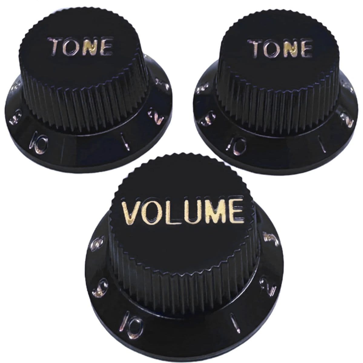 Al Strat Knob Kit  Black W Black Front 3-Pack — AxLabs
