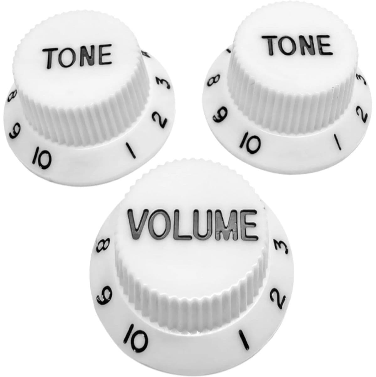 Al Strat Knob Kit  White W Black Front 3-Pack — AxLabs
