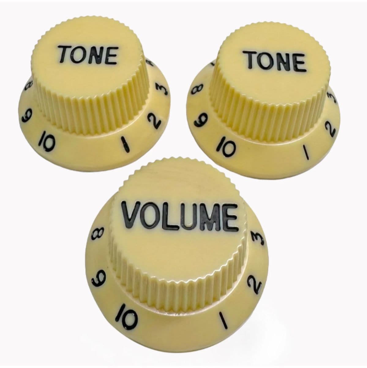 Al Strat Knob Kit  Aged White Cream w/ Black Front 3-Pack — AxLabs