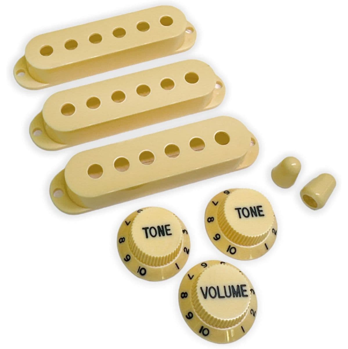 Al SC Pickup Cover Set Modern Spacing 525048 2Tips/3Knobs A.White/Black — AxLabs