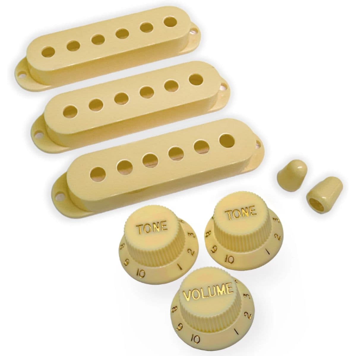 Al SC Pickup Cover Set Modern Spacing 525048 2Tips/3Knobs A.White/Gold — AxLabs