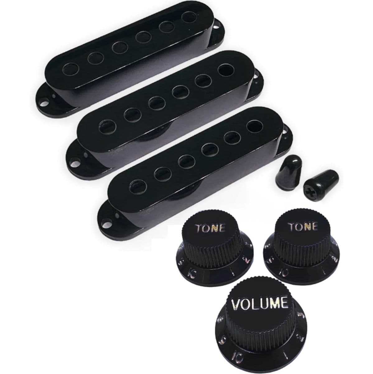 Al SC Pickup Cover Set Modern Spacing 525048 2Tips/3Knobs Black/Gold — AxLabs