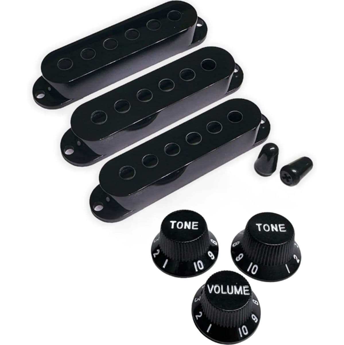 Al SC Pickup Cover Set Modern Spacing 525048 2Tips/3Knobs Black/White — AxLabs