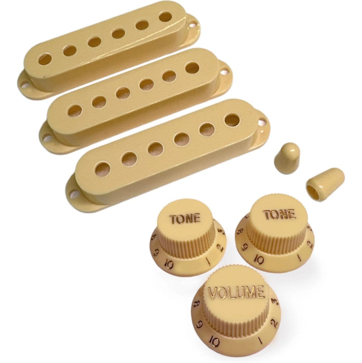 Al SC Pickup Cover Set Modern Spacing 525048 2Tips/3Knobs Cream/Gold — AxLabs