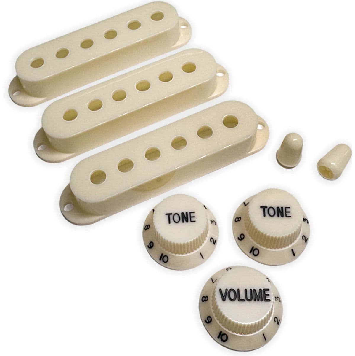 Al SC Pickup Cover Set Modern Spacing 525048 2Tips/3Knobs Parchment/Black — AxLabs