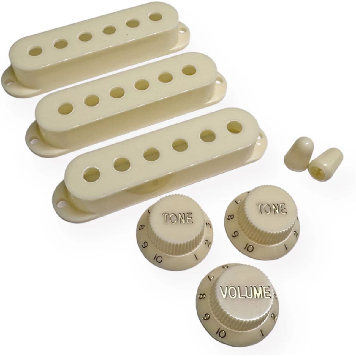 Al SC Pickup Cover Set Modern Spacing 525048 2Tips/3Knobs Parchment/Gold — AxLabs