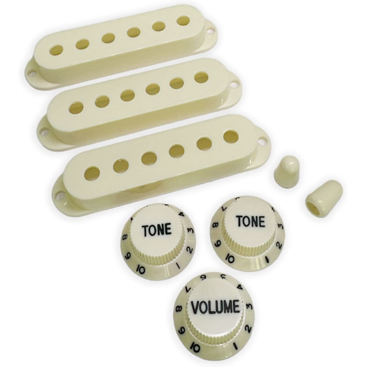 Al SC Pickup Cover Set Modern Spacing 525048 2Tips/3Knobs V.White/Black — AxLabs