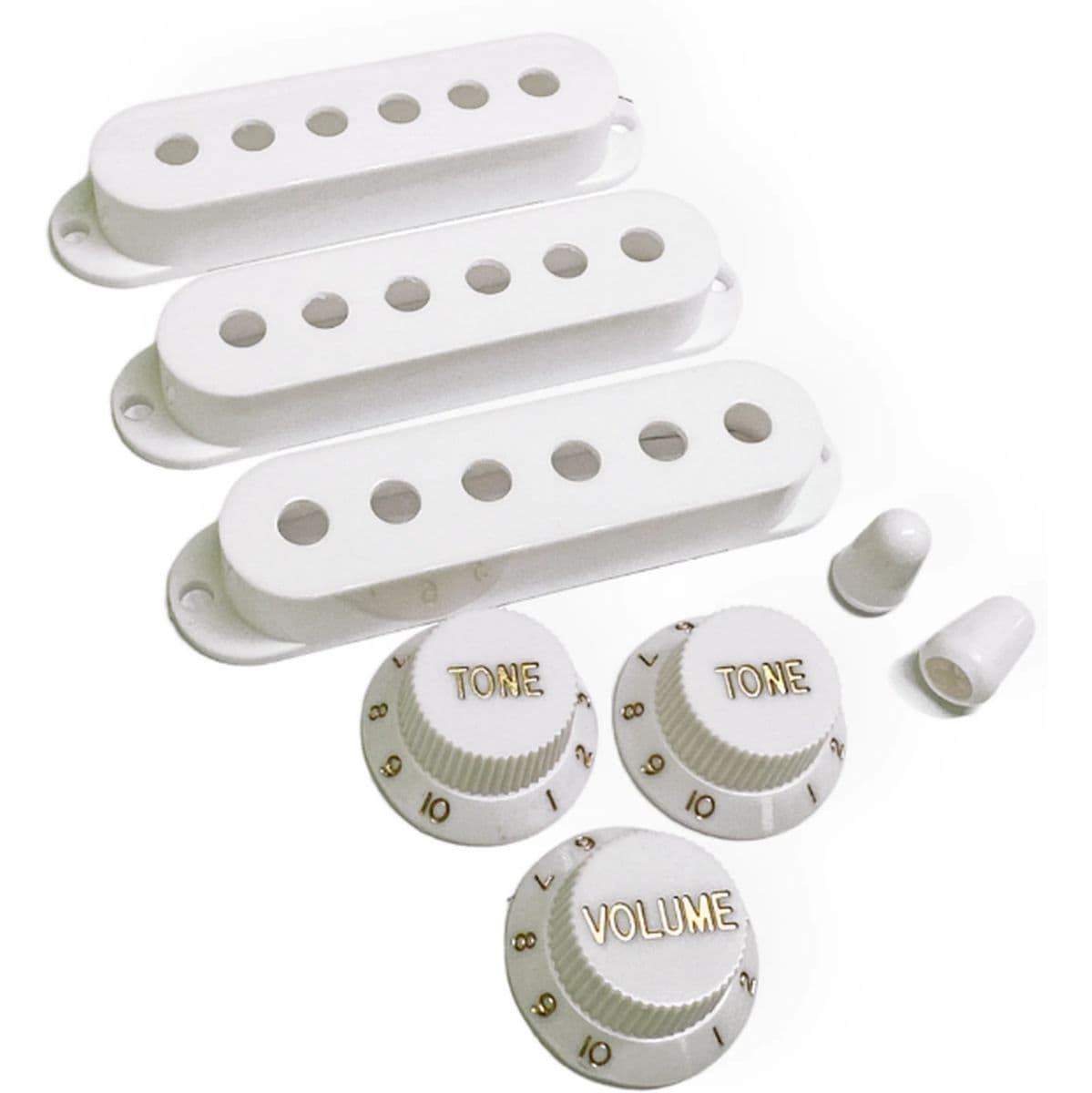 Al SC Pickup Cover Set Modern Spacing 525048 2Tips/3Knobs White/Gold — AxLabs
