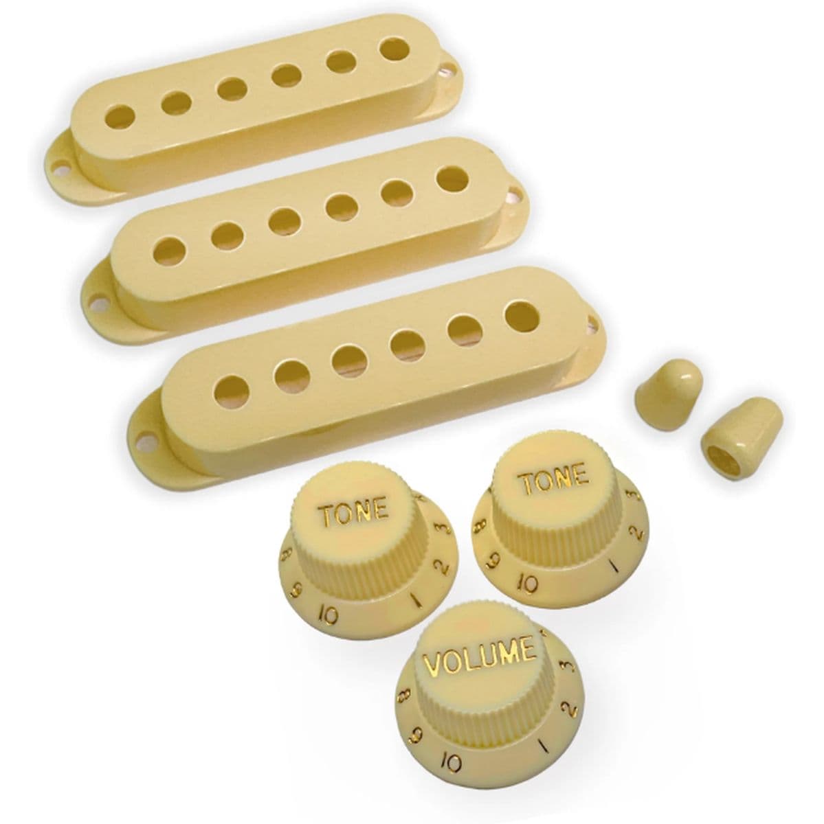 Al SC Pickup Cover Set Vintage Spacing 52mm 2Tips/3Knobs  A.White/Gold — AxLabs