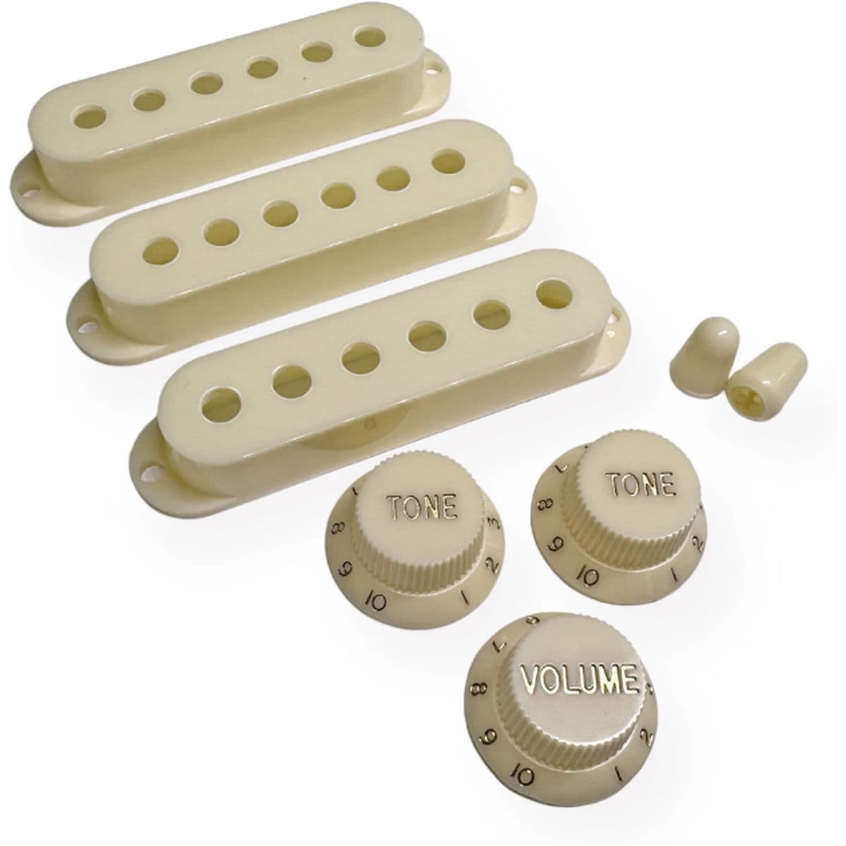 Al SC Pickup Cover Set Vintage Spacing 52mm 2Tips/3Knobs  Parchment/Gold — AxLabs
