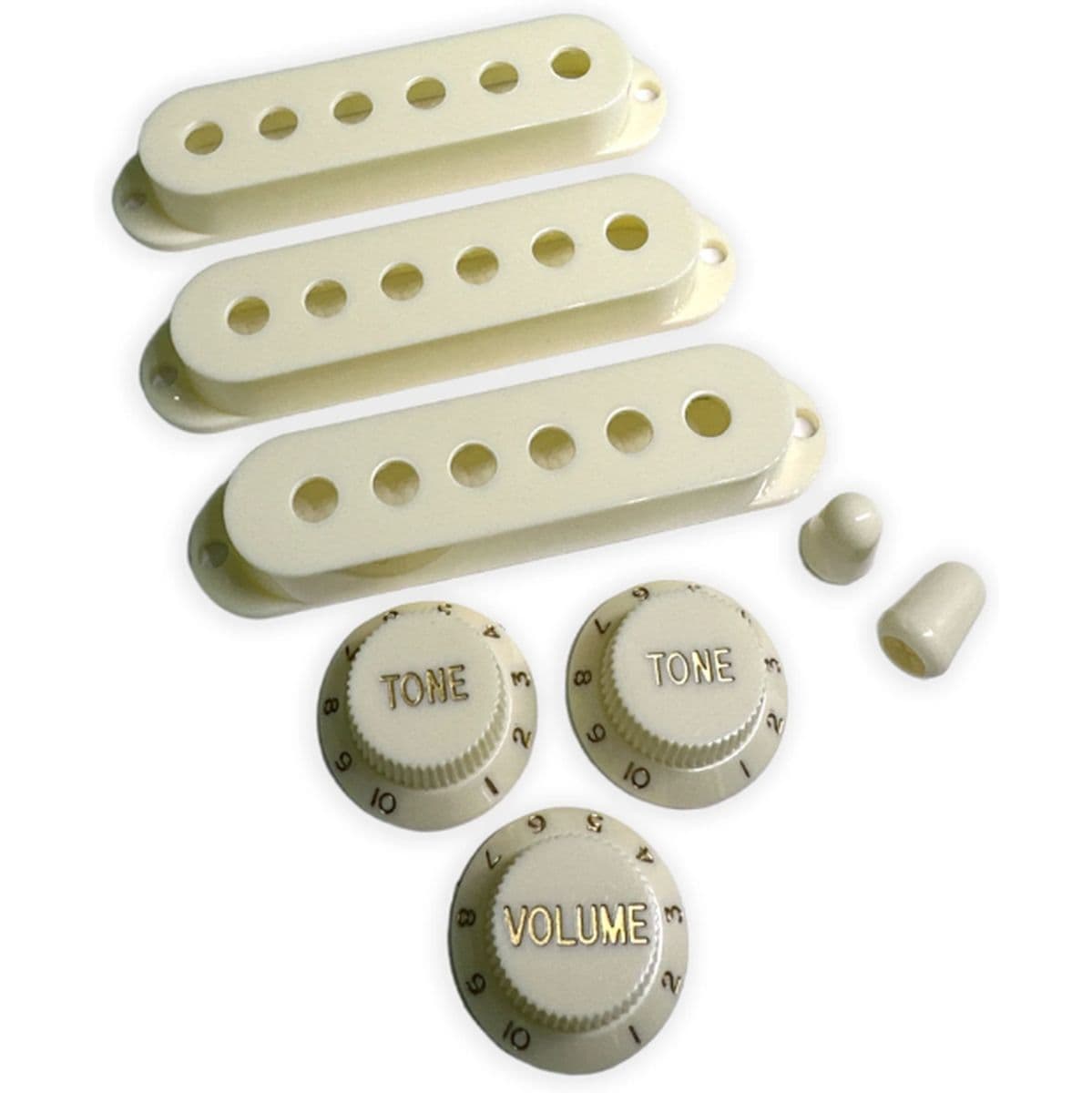 Al SC Pickup Cover Set Vintage Spacing 52mm 2Tips/3Knobs  V.White/Gold — AxLabs