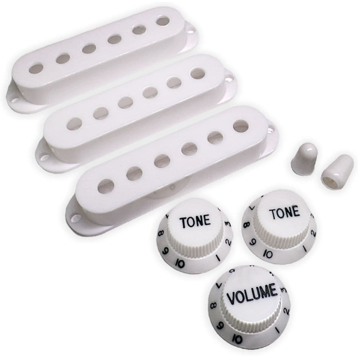 Al SC Pickup Cover Set Vintage Spacing 52mm 2Tips/3Knobs  White/Black — AxLabs