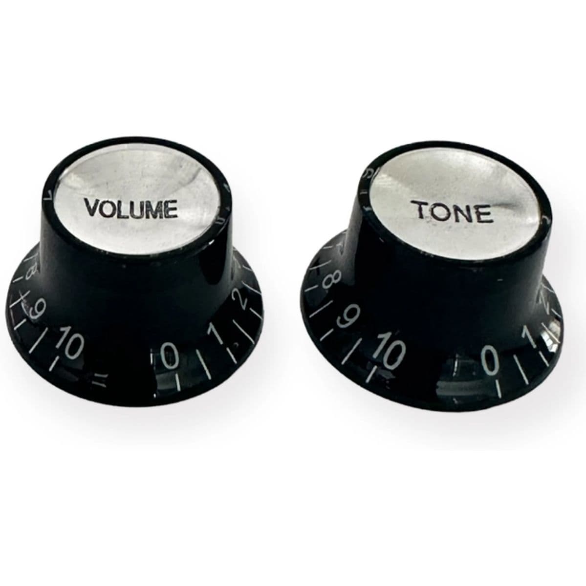 Al Top Hat Knob 18SP Black w/ White Font 1 Volume 1 Tone — AxLabs