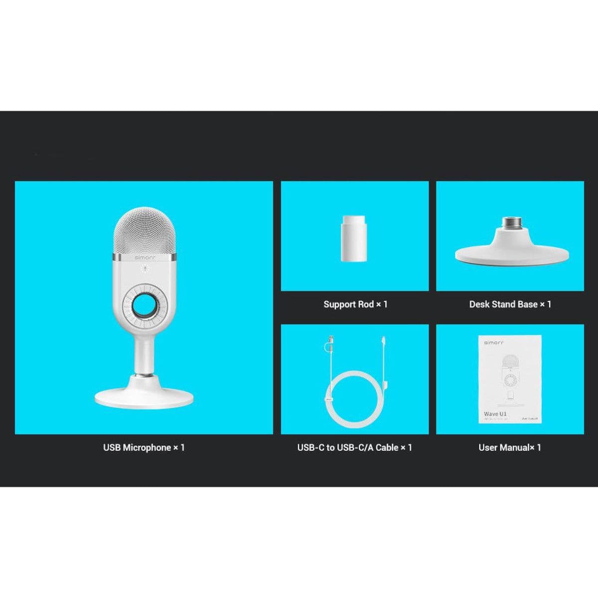 3492 Simorr Wave U1 USB Condenser Microphone(White) — SmallRig