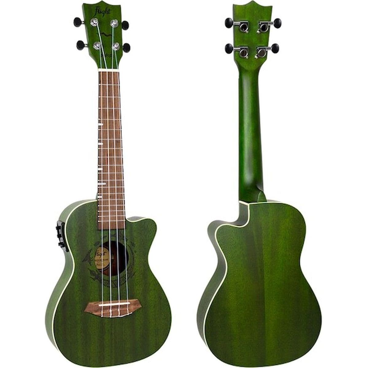 Duc 380 Ceq Jade El-AC-Cut Concert Uke Mahog Green — Flight Ukuleles