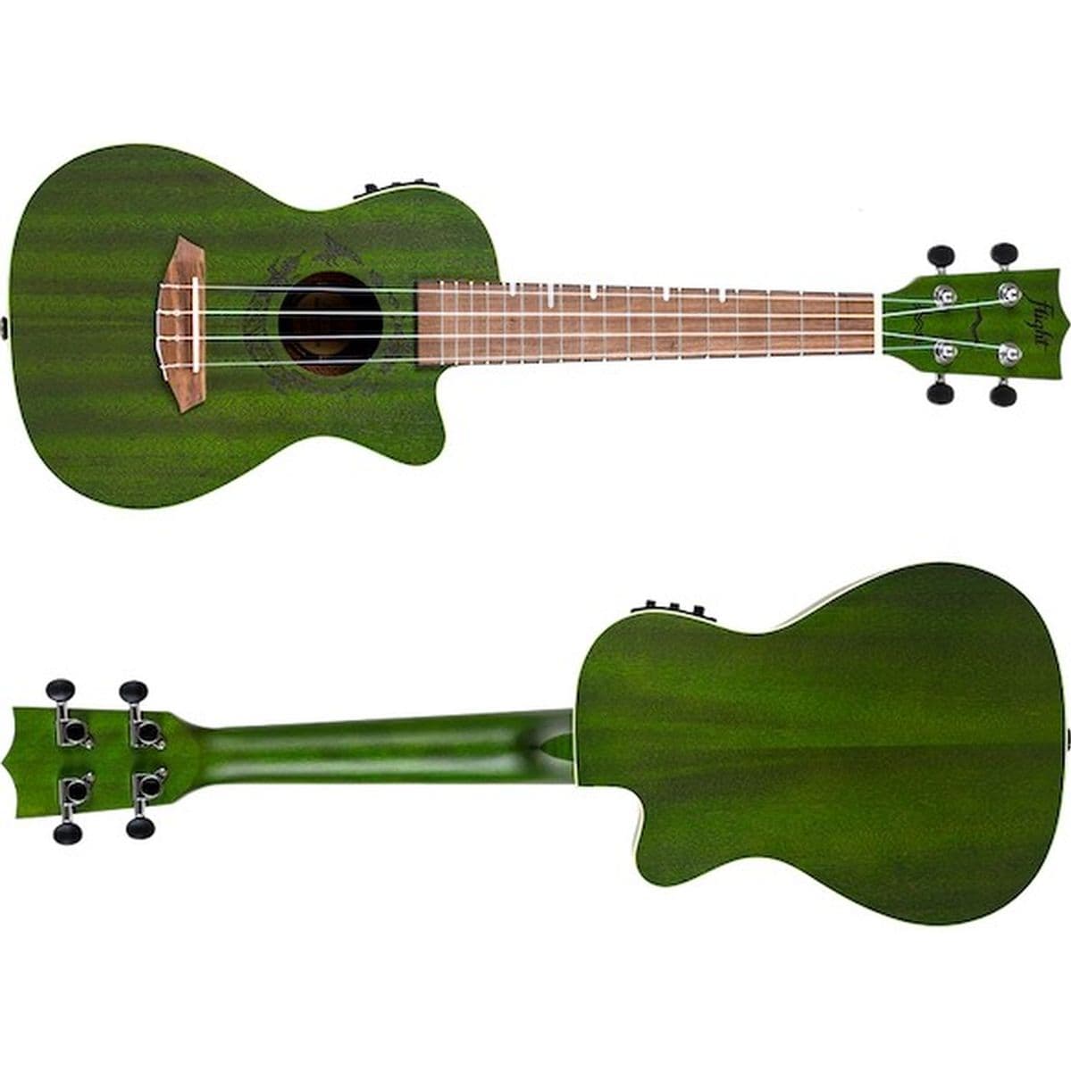 Duc 380 Ceq Jade El-AC-Cut Concert Uke Mahog Green — Flight Ukuleles