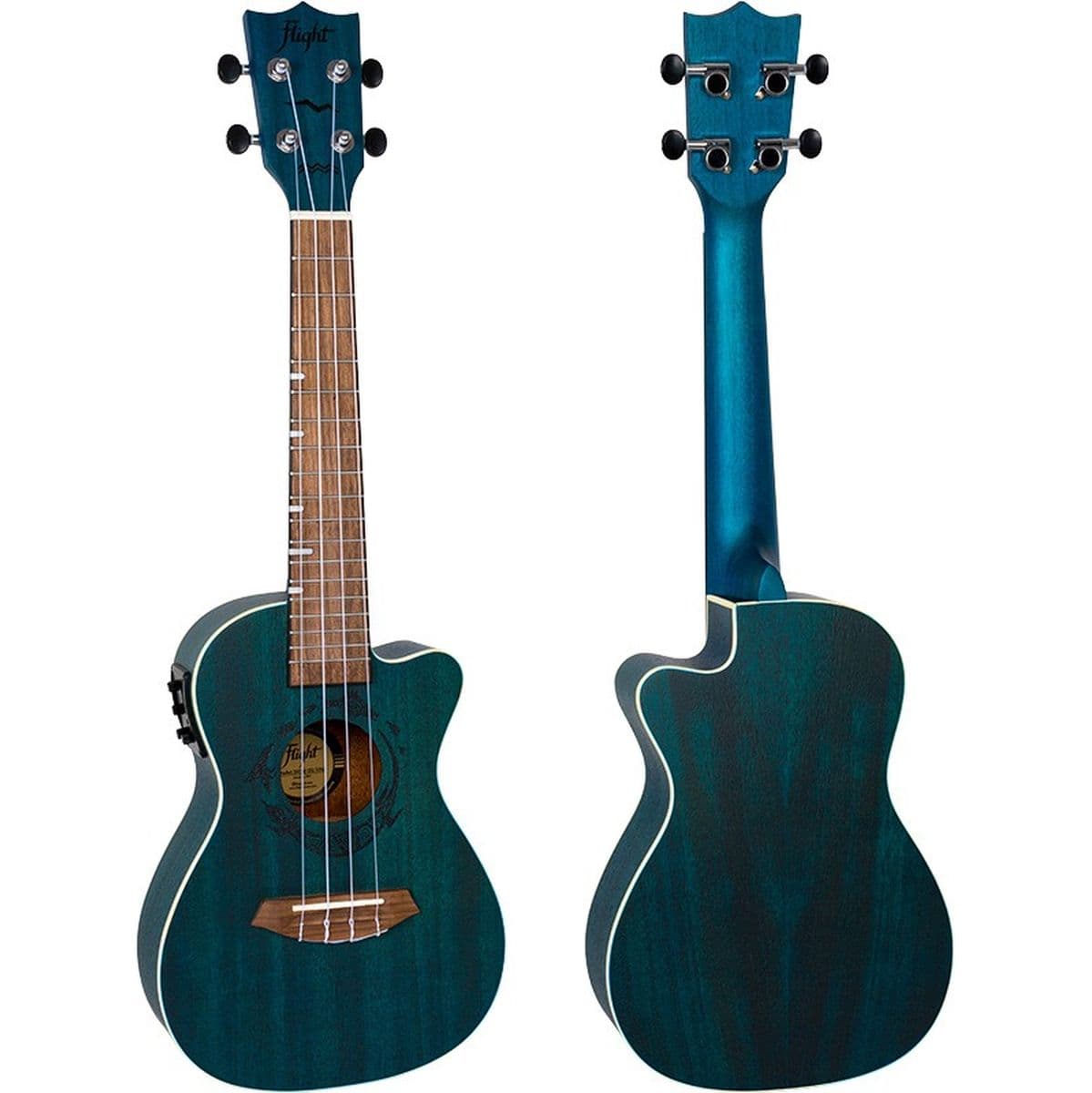 Duc 380 Ceq Topaz El-AC-Cut Concert Uke Mahog Blue — Flight Ukuleles