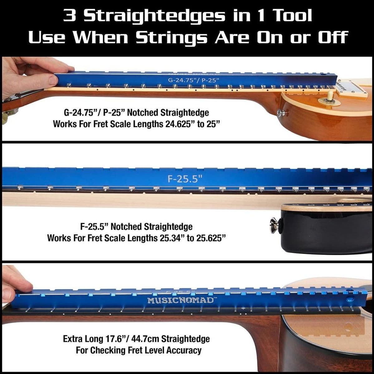 Tri-Beam 3 'N 1 Dual Notched Straightedge — MusicNomad