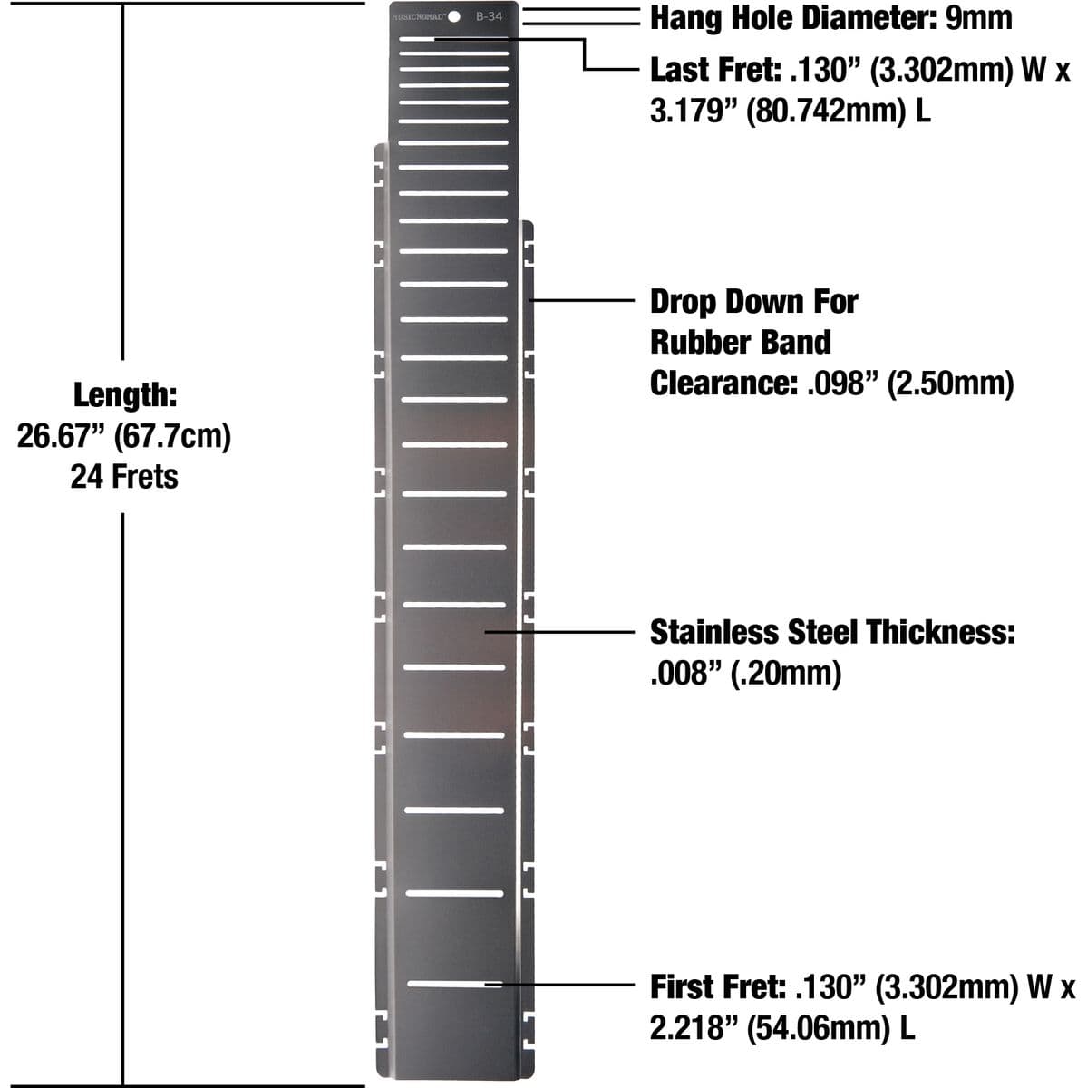 board Prot. Guard For B-34” Bass Guitar Fret ScaleFret Shield Fret — MusicNomad