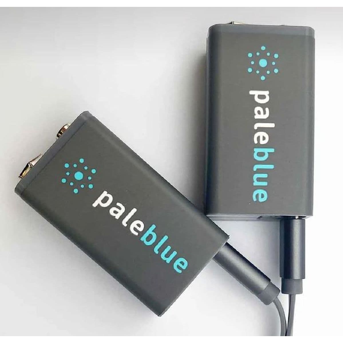 Li-ion Rechargeable 9V Battery 2 Pack Of 9V w/ 2x1 Charging Cable — Pale Blue