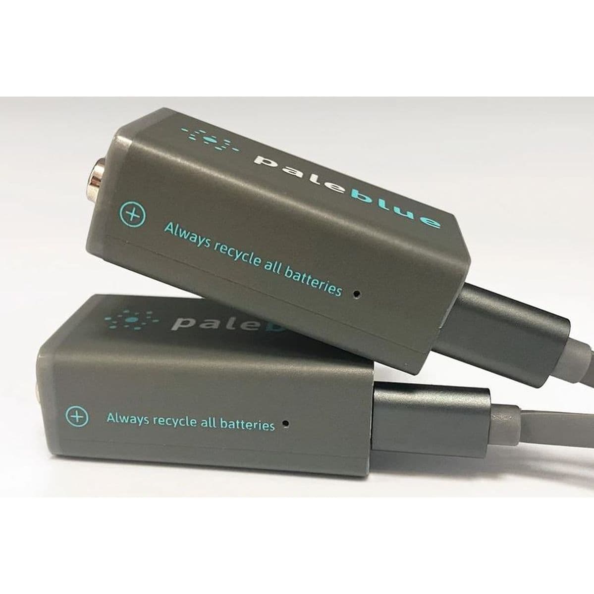 Li-ion Rechargeable 9V Battery 2 Pack Of 9V w/ 2x1 Charging Cable — Pale Blue