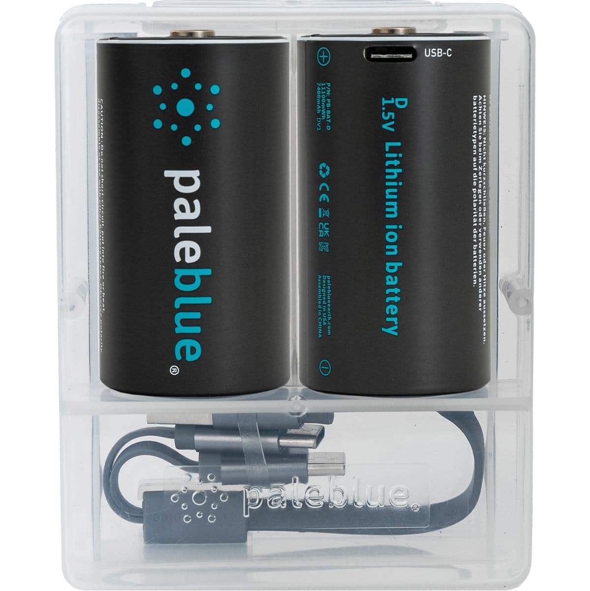 Li-ion Rechargeable D Battery 2 Pack Of Dcells w/ 2x1 USB-C Cable — Pale Blue