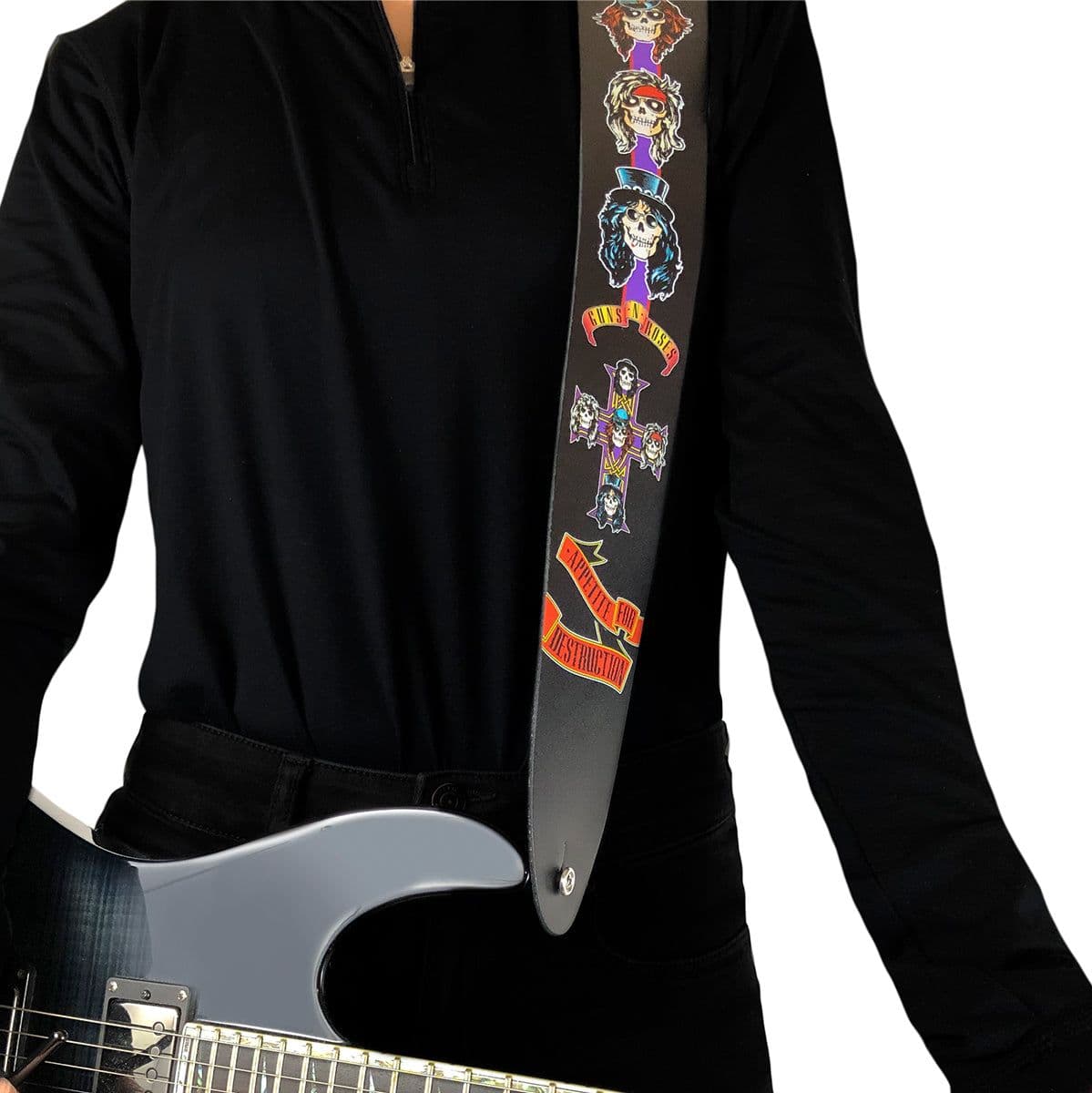 11008 2.5 Guns And Roses Appetite For Destruction Leather Guitar Strap — Perris