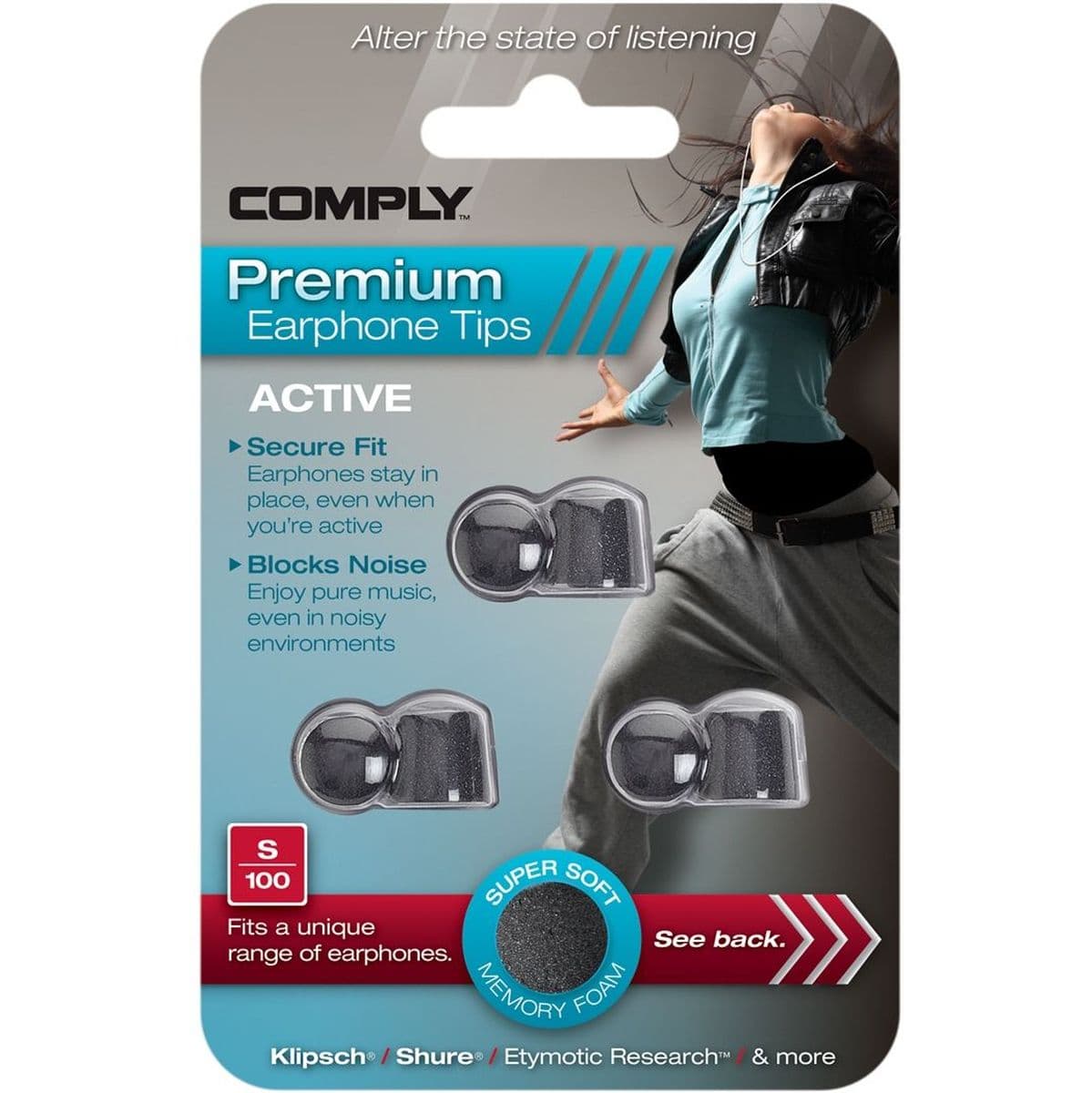 S-100 Earphone Tips Black M — Comply