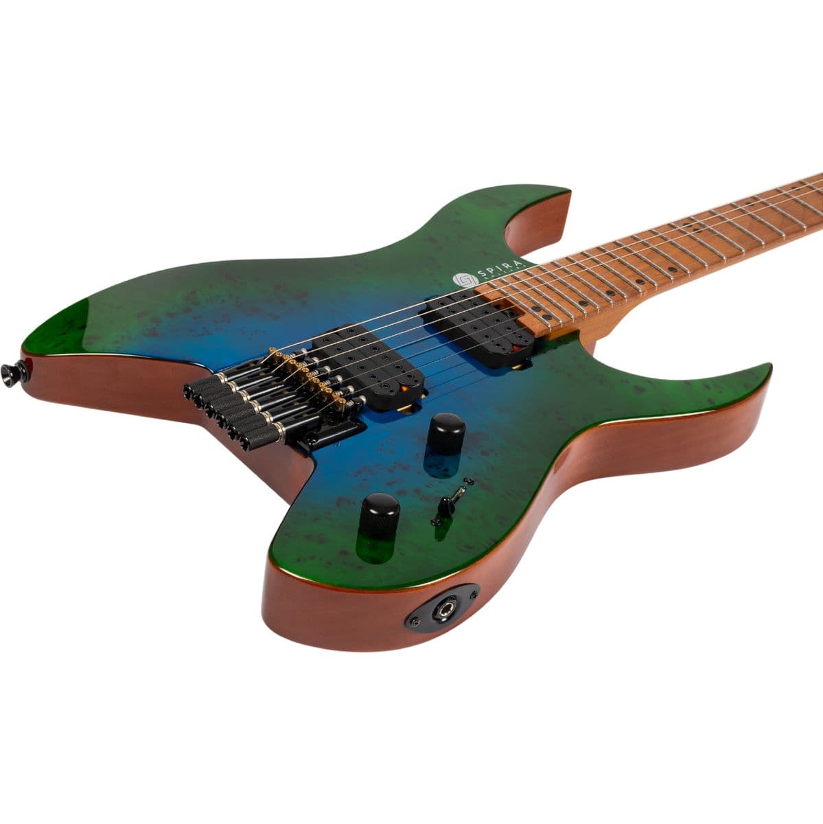 S-500 Headless GBR Headless S-Style Trans Aqua Blue — Spira Guitars